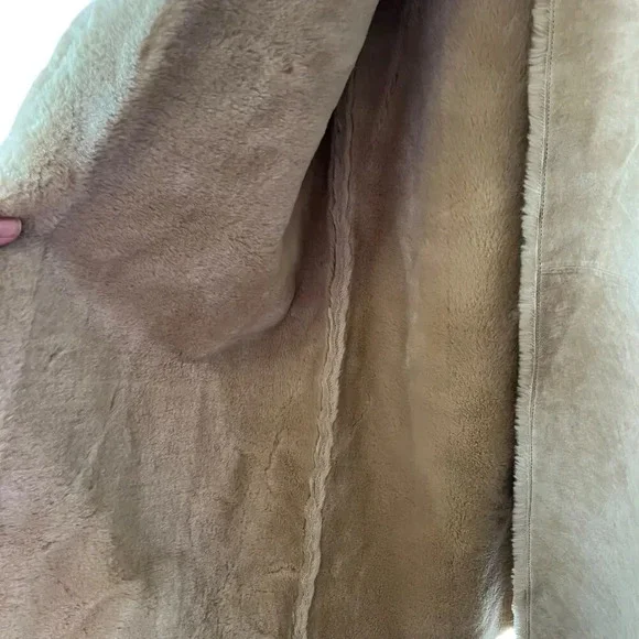 Express Y2K Vintage Suede Leather Faux Fur Lined Winter Coat Medium - Picture 7 of 15